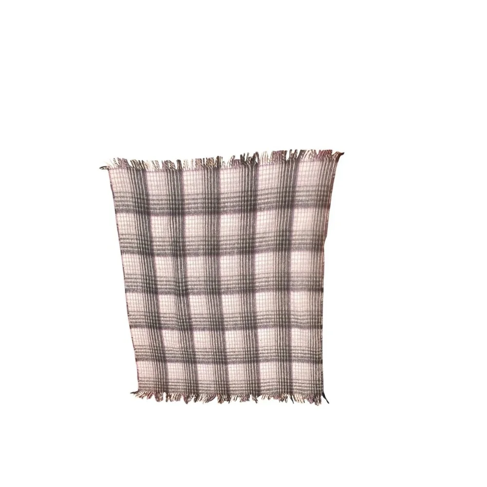 Purple Black White Plaid Throw Blanket 60x76
